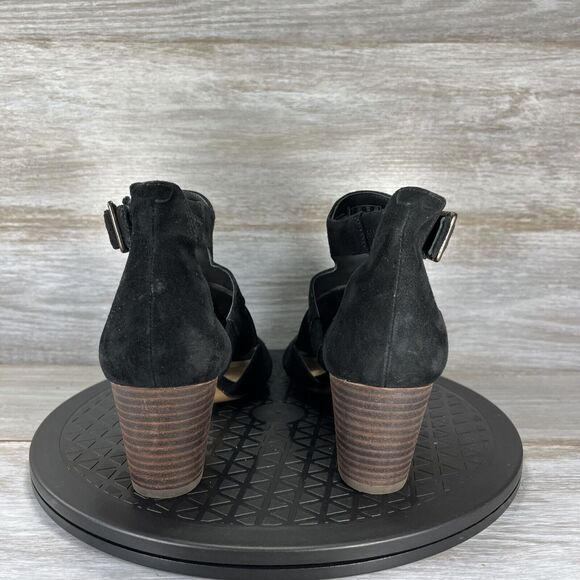 Clarks Women’s Deloria Kay Black Suede Heels Sandals Size 7.5 - Picture 4 of 9